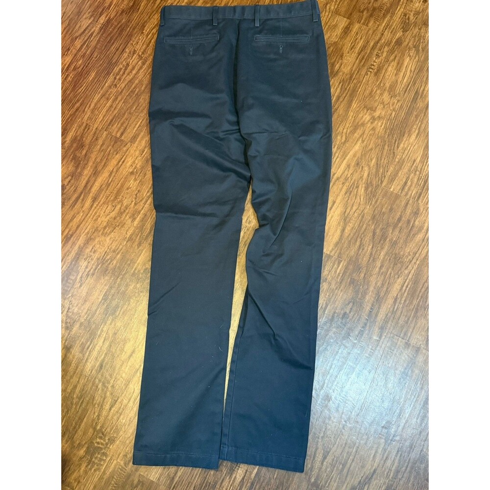 Lands End Men’s Black Dress Pants Size 32 Straight Fit Flat Front 100% Cotton - Picture 5 of 5
